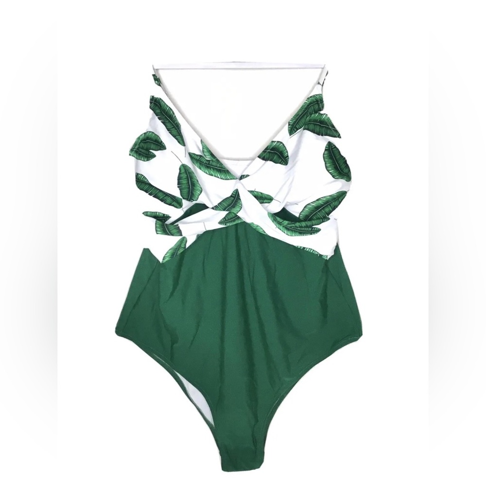 Cupshe Banana Leaf Print Twist Front One Piece Swimsuit XXL